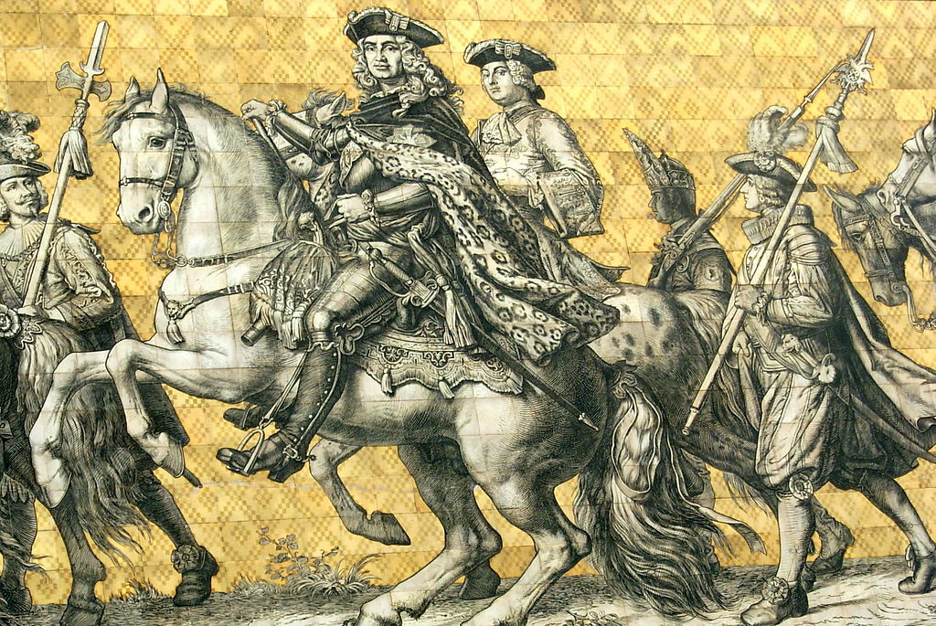 August II and August III, fragment of Fürstenzug, 1871-6 and 1904-7, Dresden, Germany