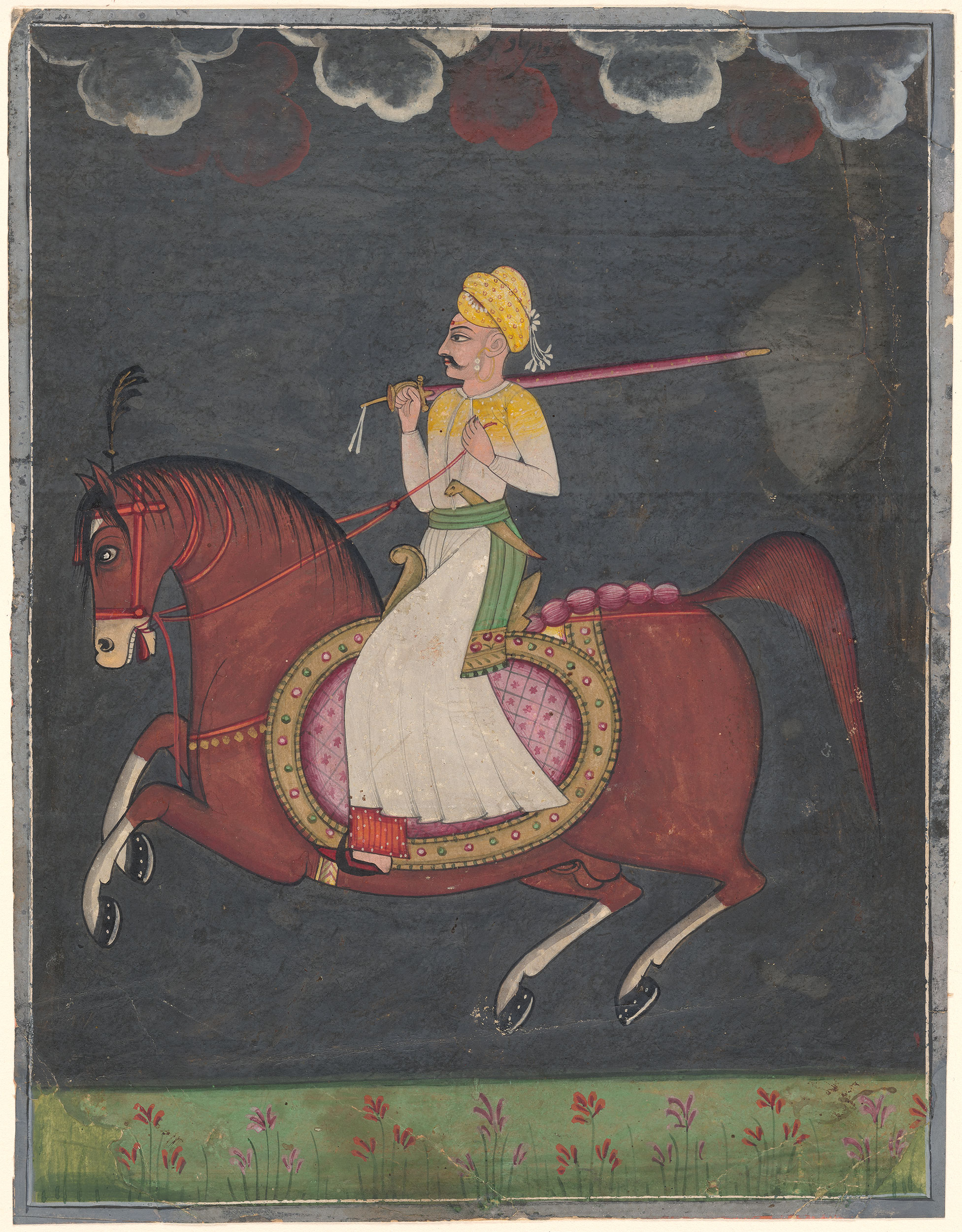 An equestrian portrait of Mādhav Rāo, cr. 1775, Maharashtra, India