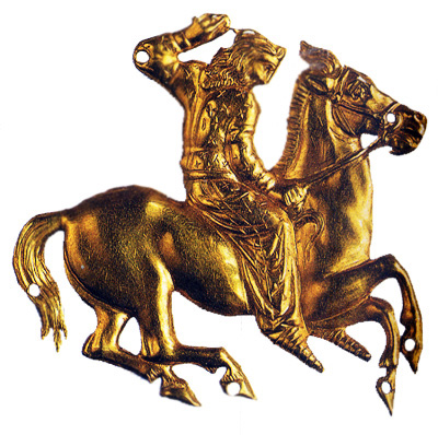 Greco-Scythian gold horseman appliqué, (?) cr. 4th century BC