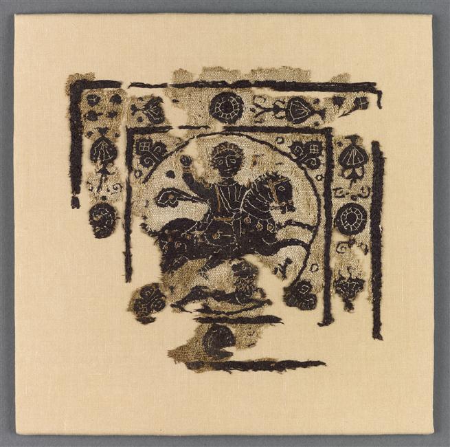 Textile fragment depicting a horseman, 5th-6th century, Coptic