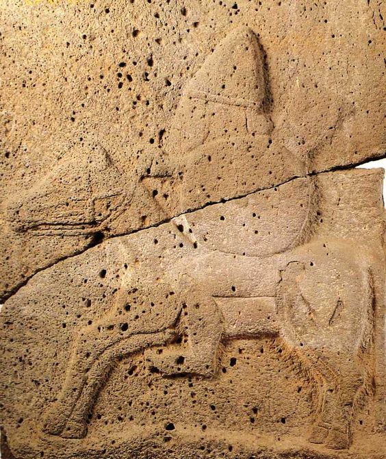Relief sculpture of a soldier riding a horse, 1180-700 BC, Aramean or Hittite, Tell Halaf, Syria