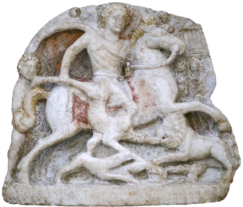 Votive tablet with Thracian rider relief, 3rd century AD