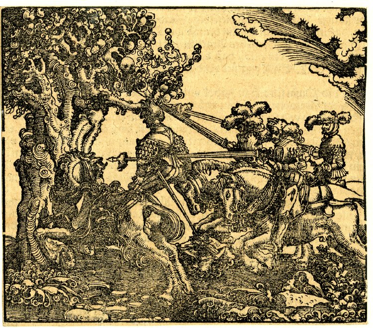 Death of Absalom, 1532-40, printed in 1550, Georg Lemberger and Hans Lufft, Wittenberg, Germany