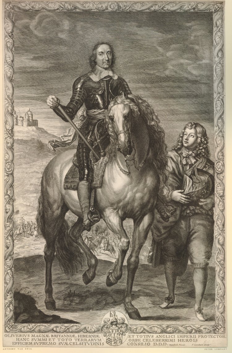 Equestrian portrait of Oliver Cromwell, 1655-1700, Pierre Lombart