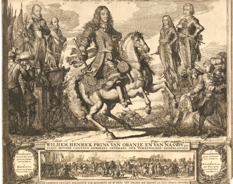Equestrian portrait of William III of Orange Nassau, 1672, Romeyn de Hooghe, Netherlands