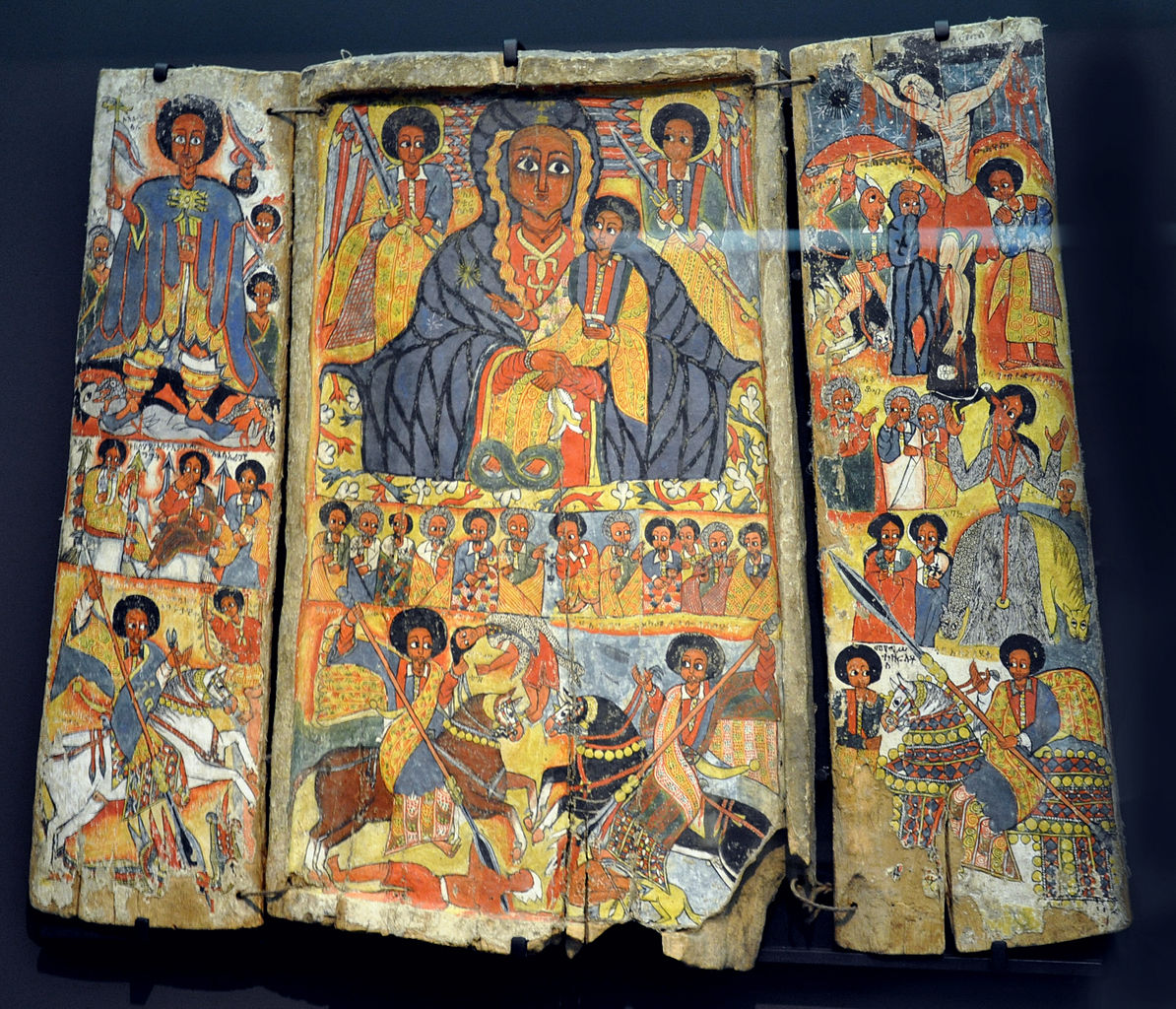 Great Triptych, tempera on fabric on wood, cr. 1700, Ethiopia