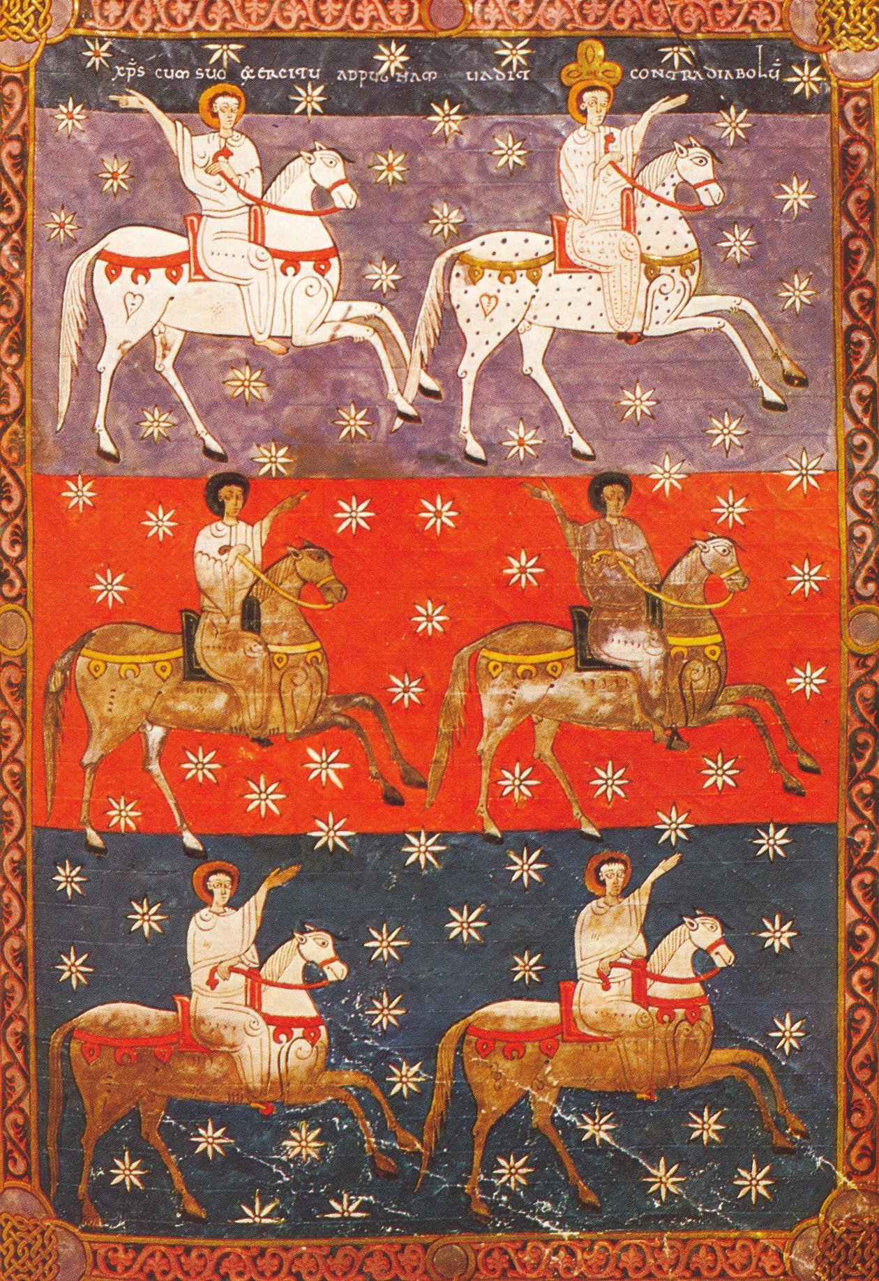 Four Horsemen Of Heaven, illustration of 'Beato of Valcavado', 1047, Beato of Facundus, León, Al-Andalus (now Spain)