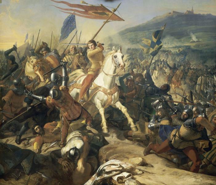 Battle of Mons-en-Pévèle (1304), cr. 1839, Charles-Philippe Larivière, Galerie des Batailles, Versailles, France