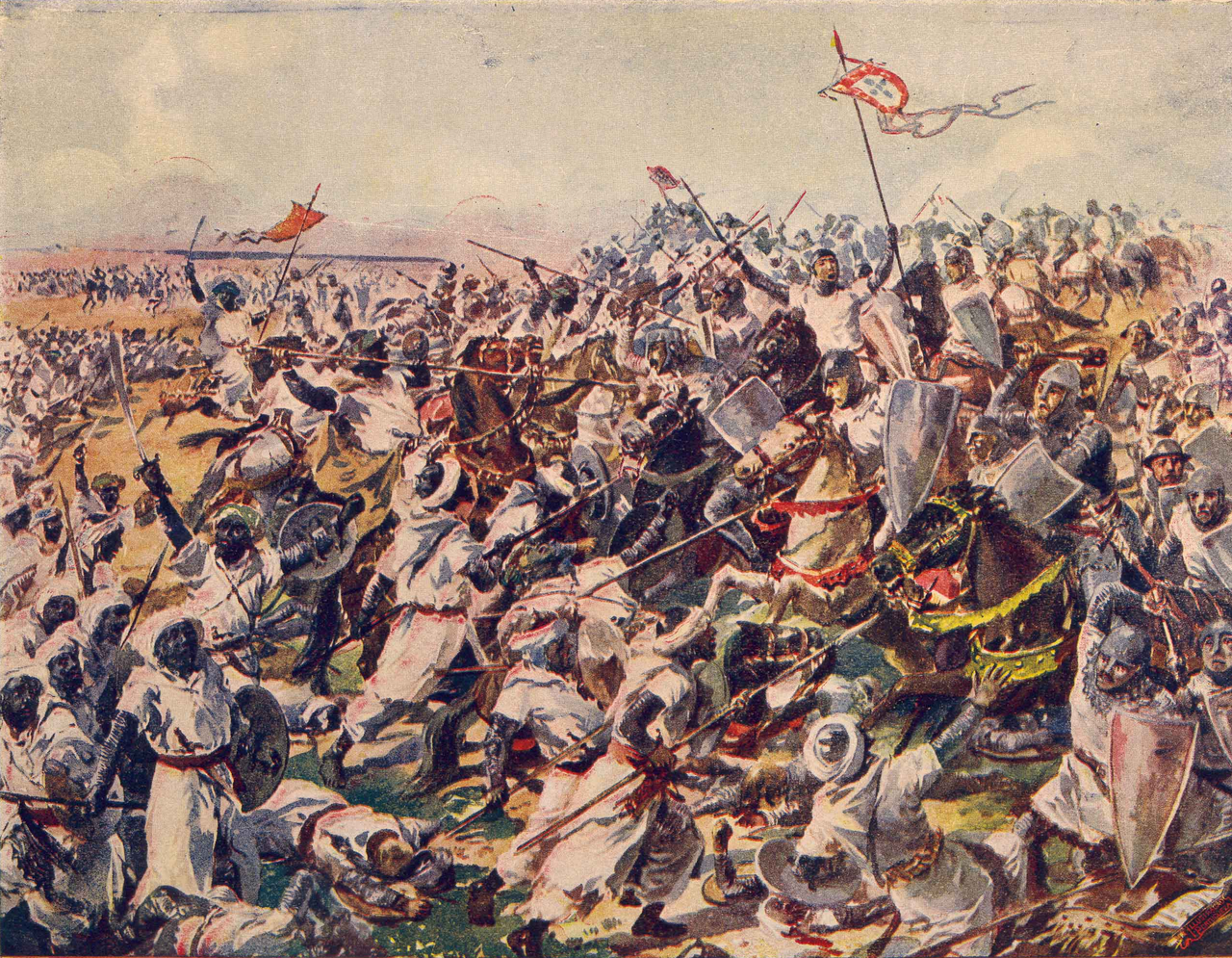 Battle of Salado, in 'Pictures of the History of Portugal', 1917, Roque Gameiro, Portugal