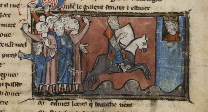 French novel illustration, 1275-90, Maître du Graal, North France