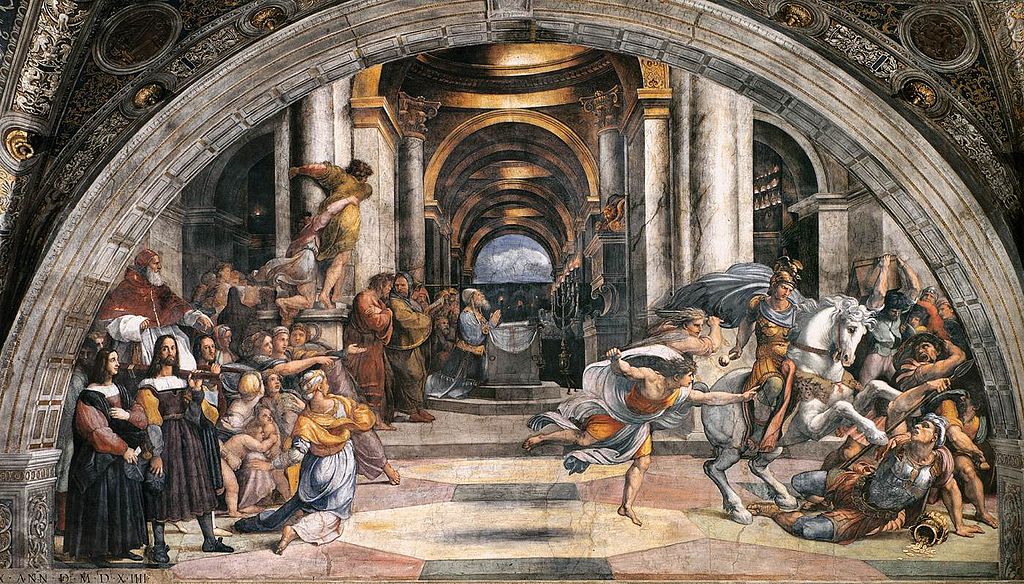 Expulsion of Heliodorus from the temple, 1511, fresco, Raphael, Vatican, Italy