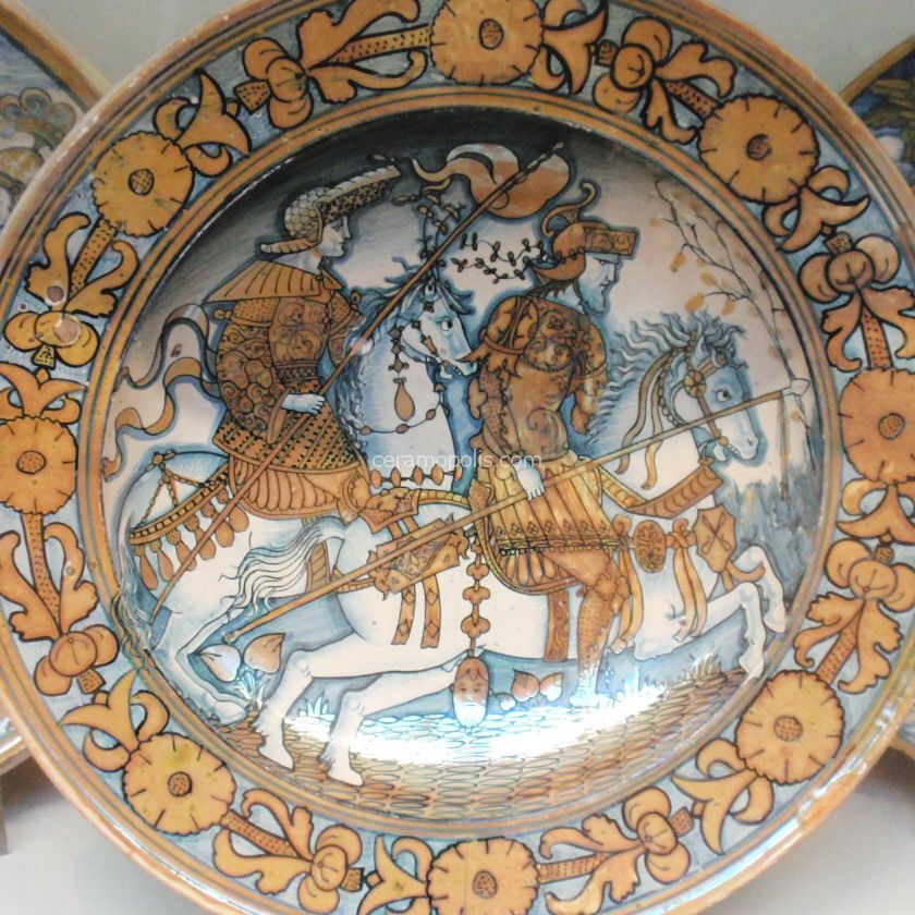 Dish depicting two riders, cr. 1520, unknown, Deruta