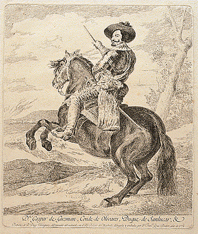 The Count-Duke Of Olivares, engraving based on Velázquez's portrait, 1792, Francisco Goya