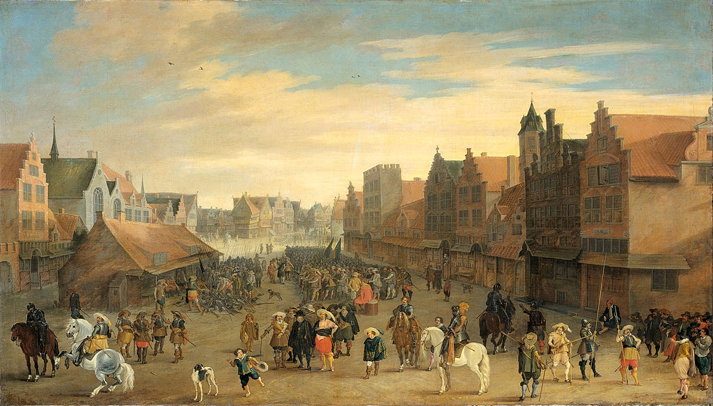 The disbanding of the 'waardgelders' by Prince Maurits in Utrecht, 1618, 1625, Joost Cornelisz Droochsloot, Dutch