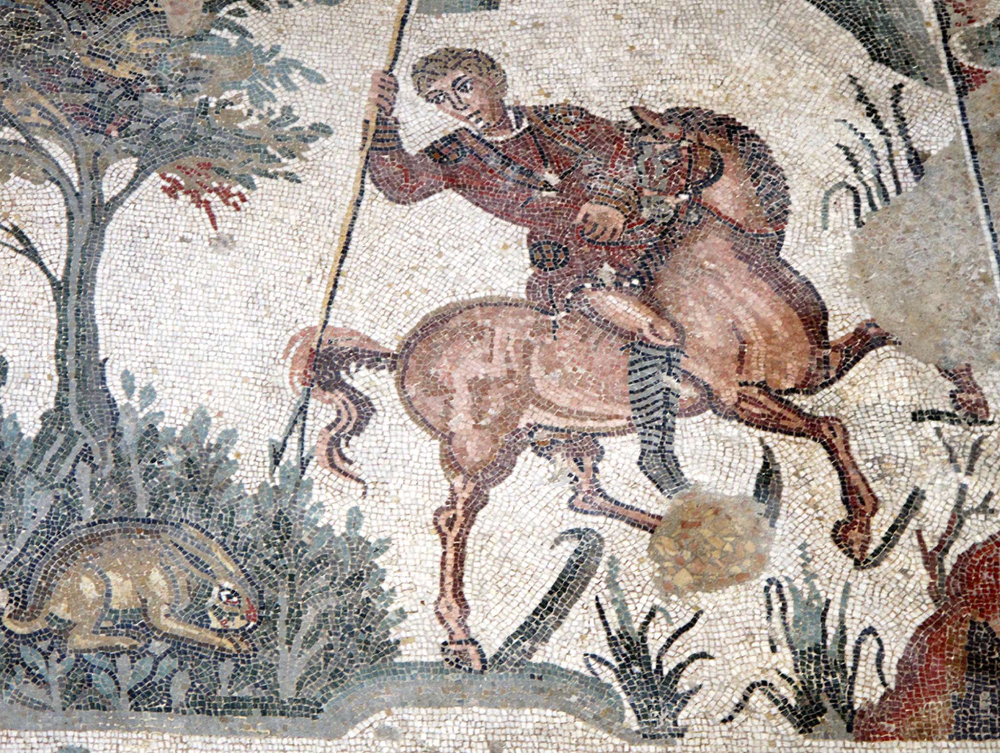 Mosaic with a hunting scene, early 4th century AD, Villa del Casale, Piazza Armerina, Sicily