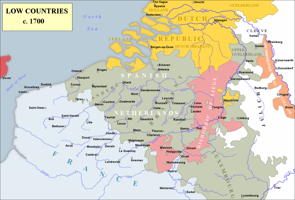 Map of Flandres (Spanish Netherlands), cr. 1700