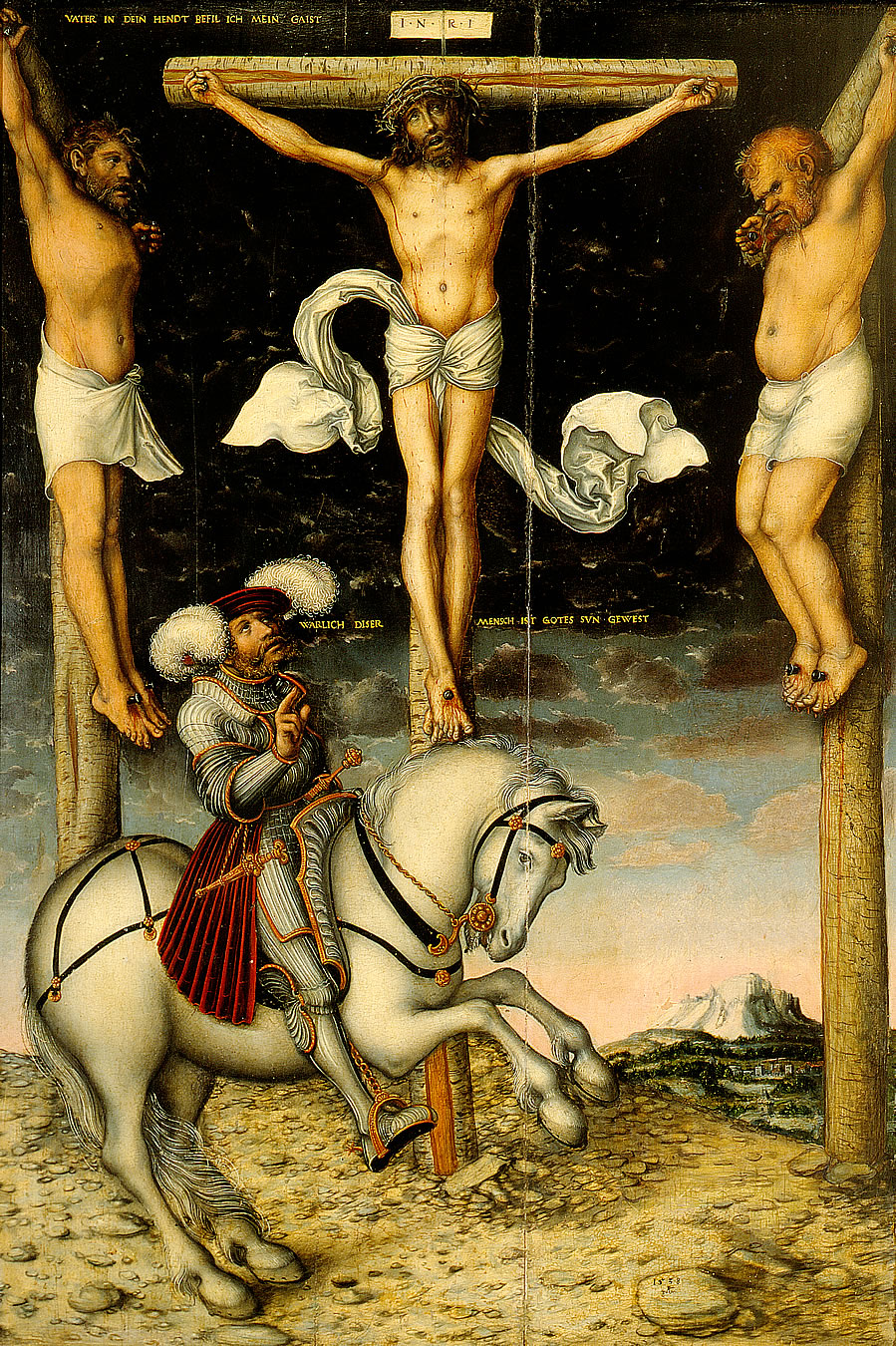 The Crucifixion with the Converted Centurion, 1538, Lucas Cranach the Elder, Germany