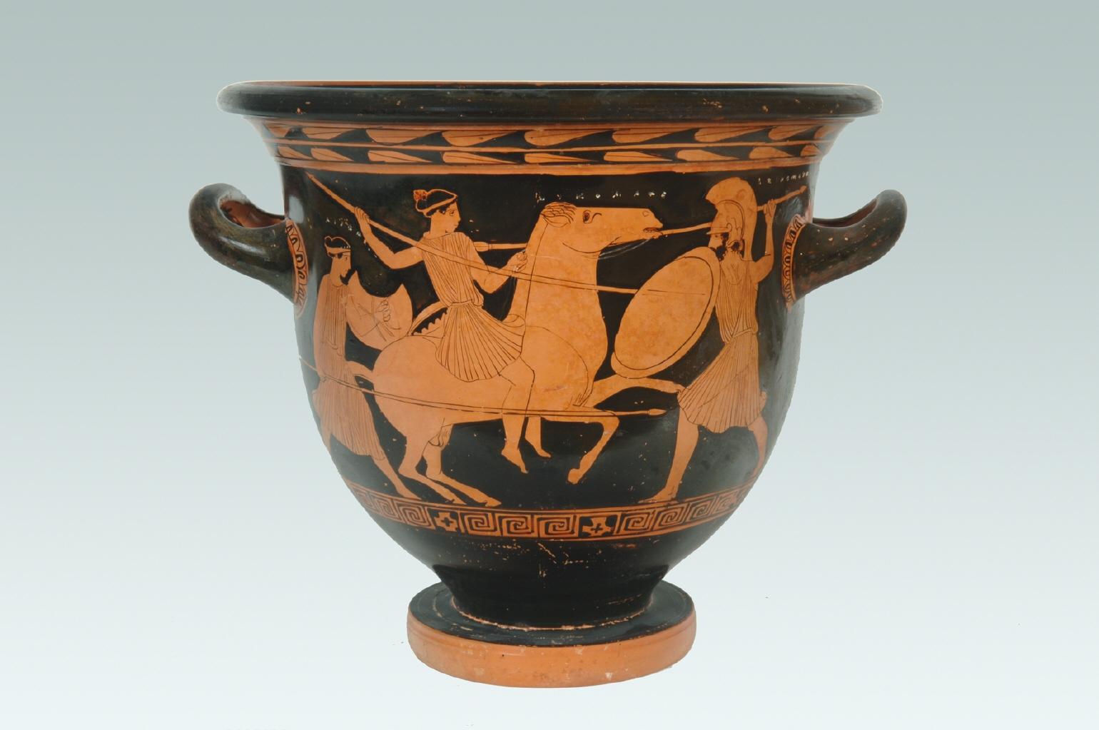 Bell-krater showing a battle of two Amazons and one Greek, cr. 440 BC, Attica
