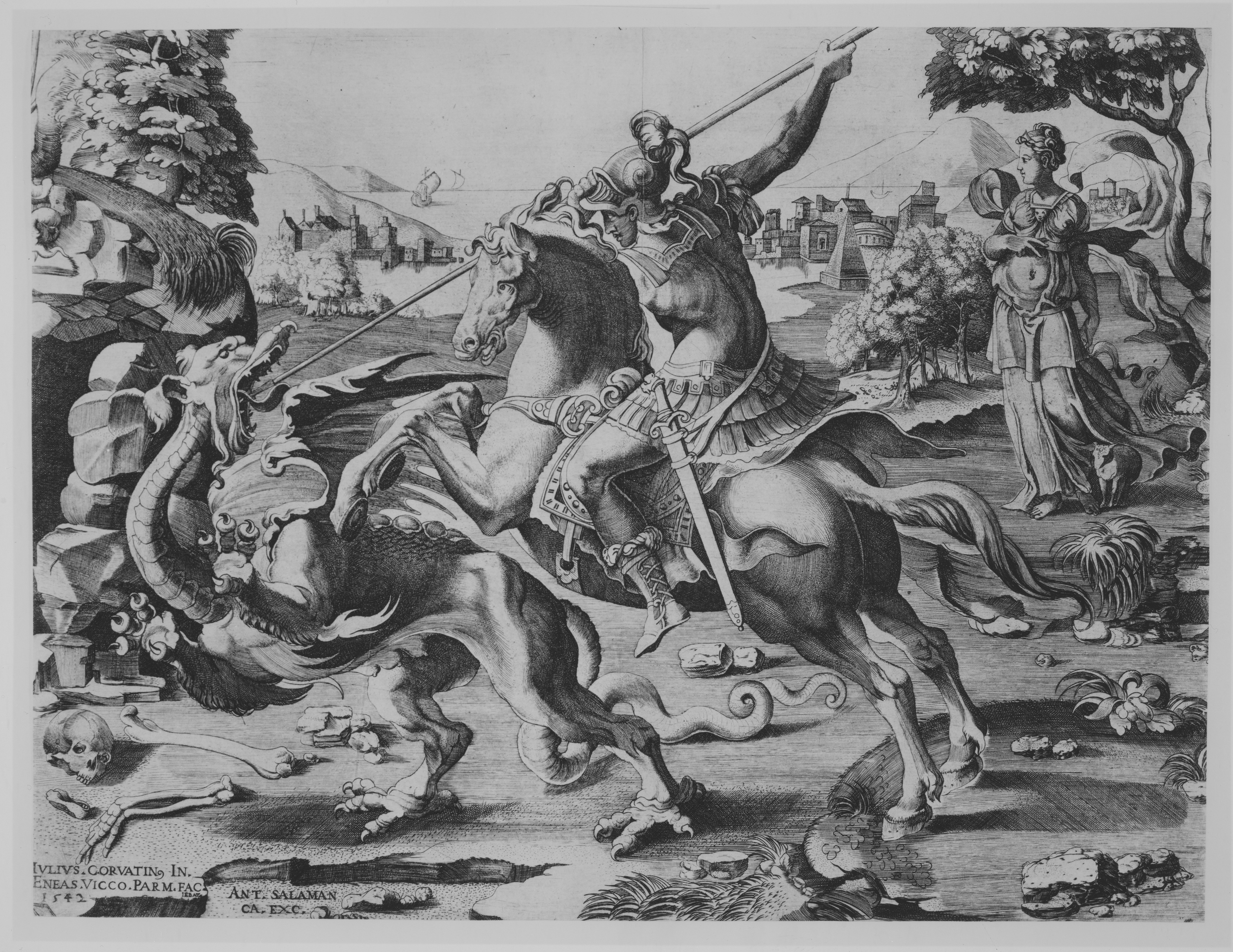 Saint George Killing the Dragon, 1542, Giulio Clovio (Il Macedo), Rome, Italy