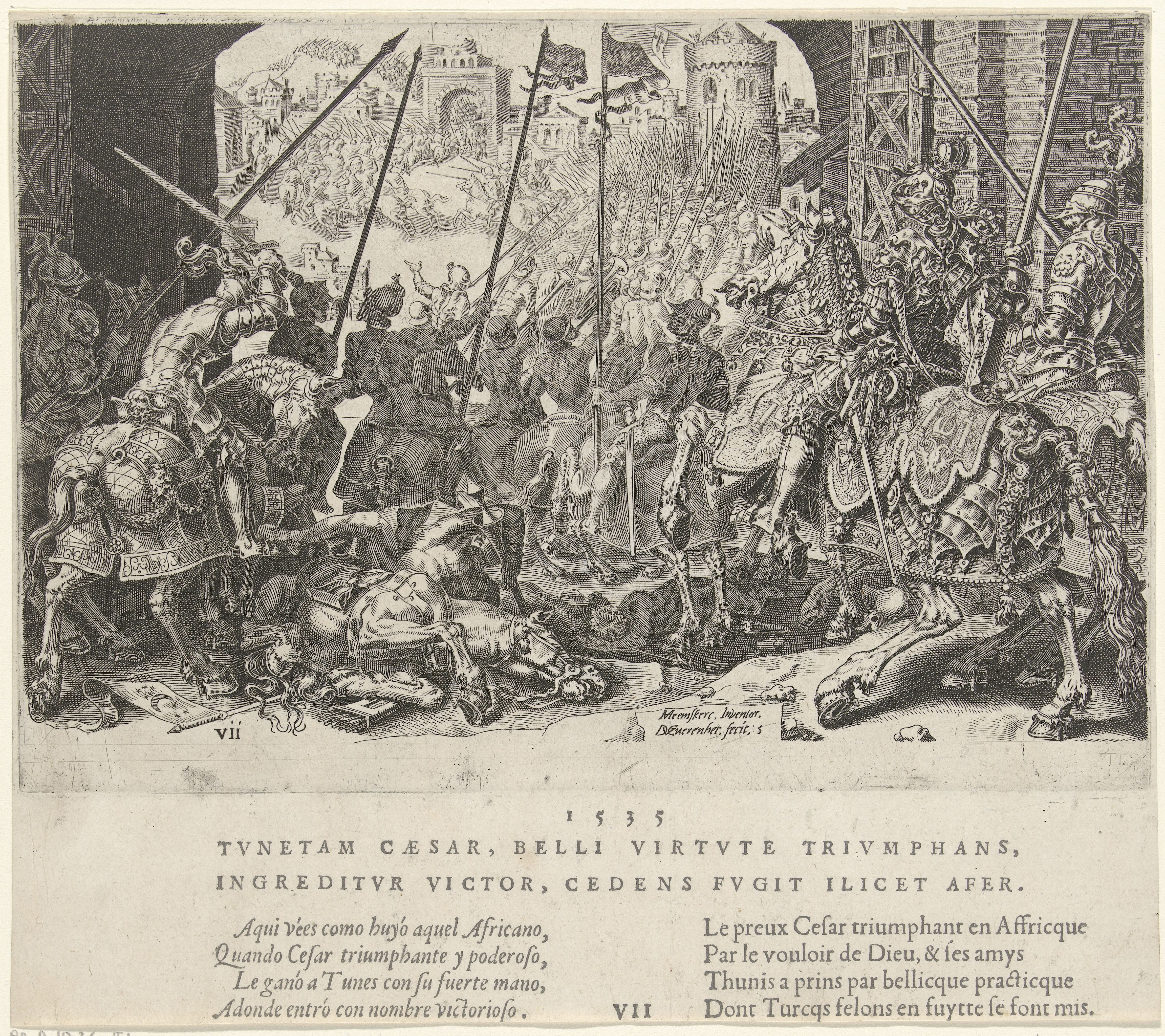 Capture of Tunis, 1535, from the series 'The victories of Emperor Charles V', 1555-56, Dirck Volckertszoon Coornhert and Maarten van Heemskerck, Haarlem and Antwerp, Netherlands