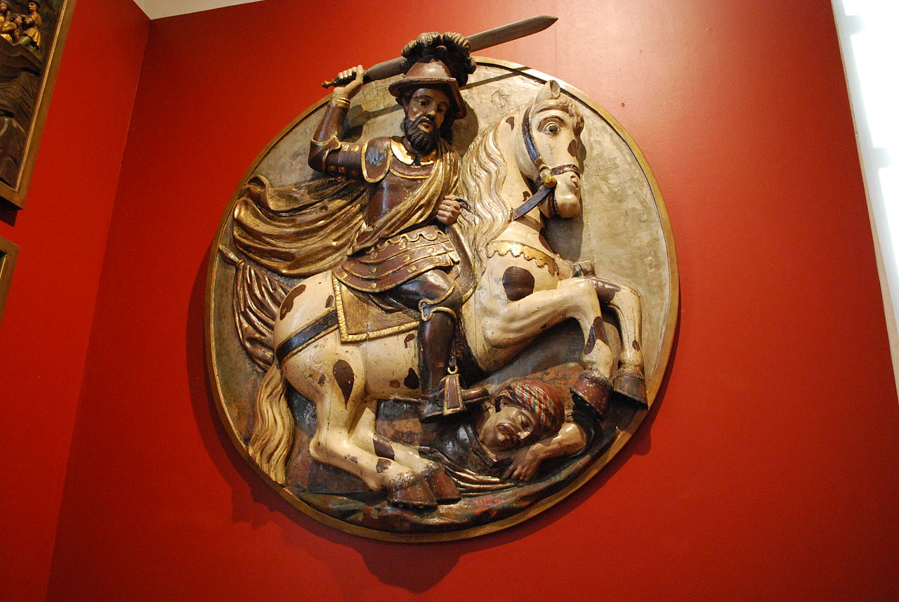 Wood relief of Saint James, colonial era, Mexico