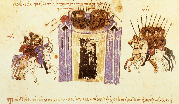Siege of Amorium (838), 11th-13th centuries, illustration of Madrid Skylitzes, Sicily, Italy