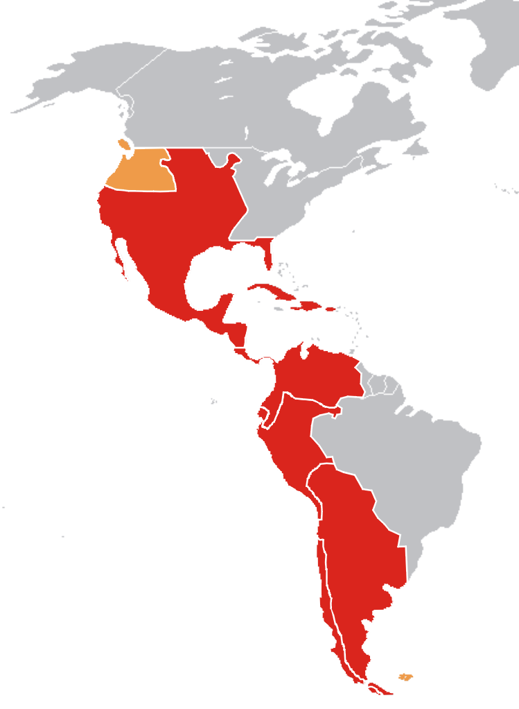 Map of Spanish Americas at the end of the 18th century