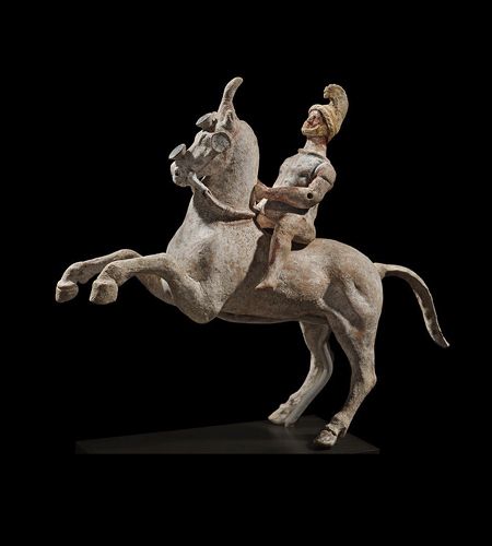 Terracotta horse and rider, cr. 323 BC, Canosa, Apulia, Italy