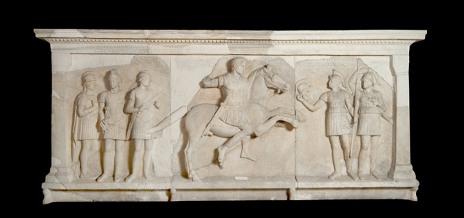 Facade relief from the tomb monument of Tiberius Flavius Miccalus, 50-1 BC, Kamaradere, Perinthus, Roman