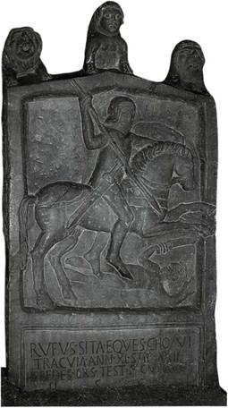 Tombstone for Roman cavalryman Rufus Sita, cr. 50 AD, discovered in Gloucester, UK