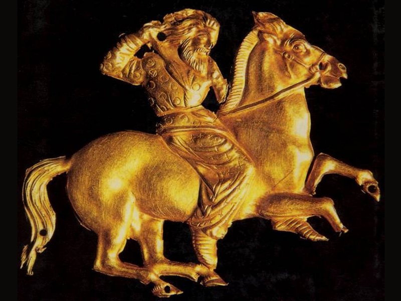 Greco-Scythian gold horseman appliqué, (?) cr. 4th century BC